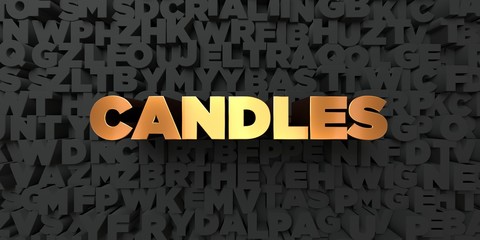 Candles - Gold text on black background - 3D rendered royalty free stock picture. This image can be used for an online website banner ad or a print postcard.