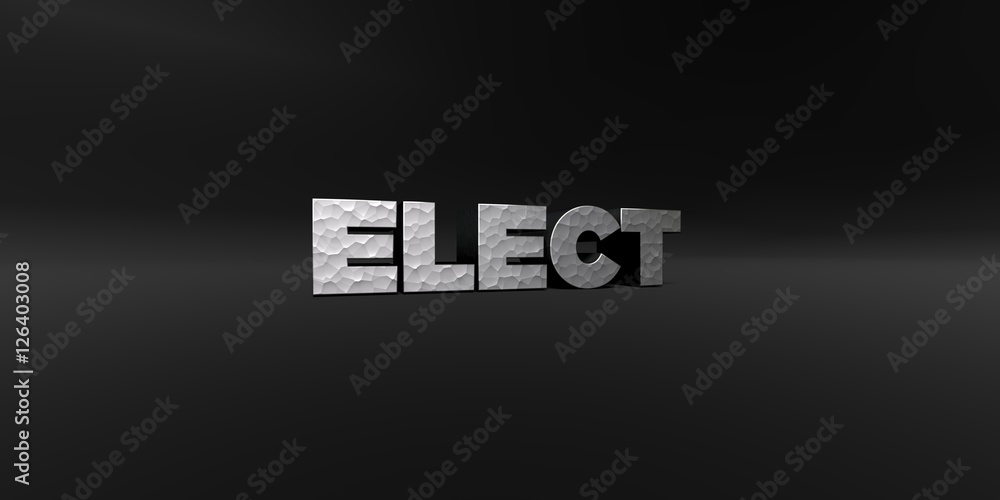 Fototapete elect - hammered metal finish text on black studio - 3d rendered royalty free stock photo. this imag