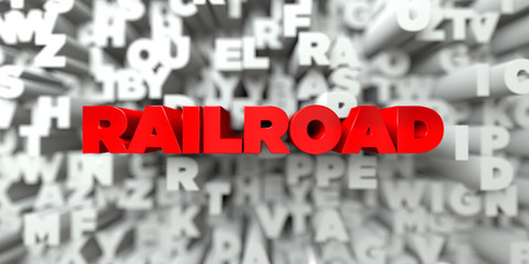 RAILROAD -  Red text on typography background - 3D rendered royalty free stock image. This image can be used for an online website banner ad or a print postcard.
