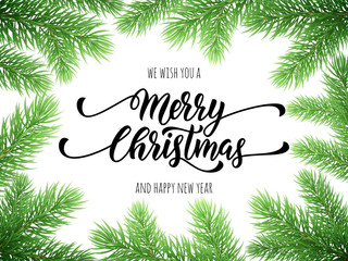 Merry Christmas, Happy New Year greeting card, poster