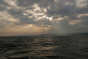 dramatic clouds over the water