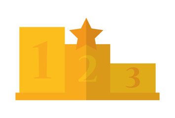 Gold trophy with star icon. Winner competition success price and award theme. Isolated design. Vector illustration