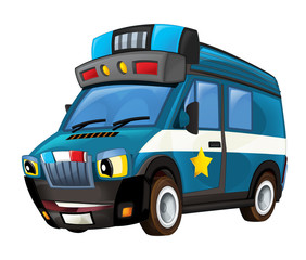 Cartoon police car - van - isolated - illustration for children