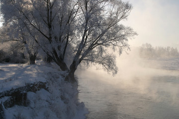 winter morning on the river Zai