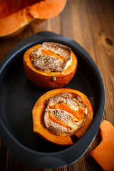Pumpkin baked with cheese and sesame seeds
