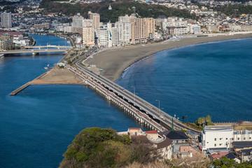 View of Enoshima Island From the Observation Deck at Samuel cocking garden - Kamakura, Japan