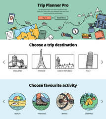 Planning a trip one page website design template.