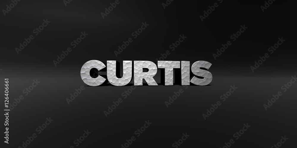 Fototapete curtis - hammered metal finish text on black studio - 3d rendered royalty free stock photo. this ima