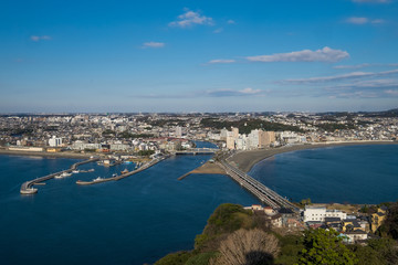 View of Enoshima Island From the Observation Deck at Samuel cocking garden - Kamakura, Japan