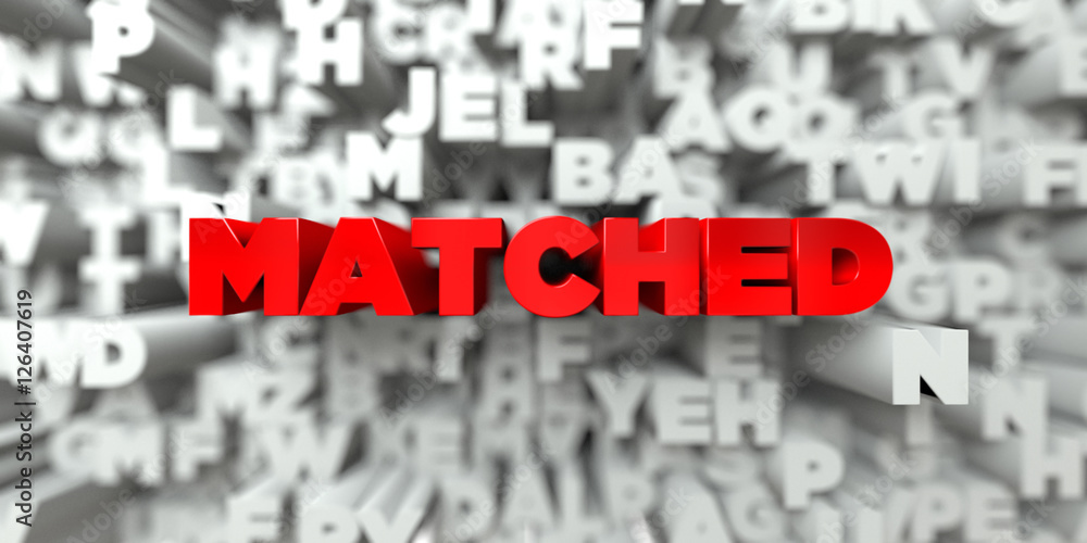 Fototapete matched - red text on typography background - 3d rendered royalty free stock image. this image can b