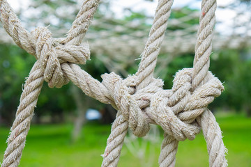 Fototapeta na wymiar Close up Coil of rope with nature background.