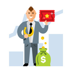 Vector Lucky business. Flat style colorful Cartoon illustration