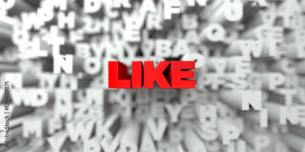 Fototapete like - red text on typography background - 3d rendered royalty free stock image. this image can be u
