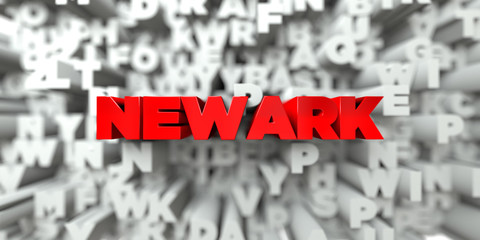 NEWARK -  Red text on typography background - 3D rendered royalty free stock image. This image can be used for an online website banner ad or a print postcard.