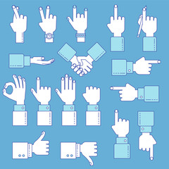 Hands line vector design set