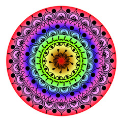Circle mandala pattern. Decorative round ornament. Yoga logo, background for meditation poster. Oriental vector.
