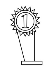 Trophy for number one. Winner competition success price and award theme. Isolated design. Vector illustration
