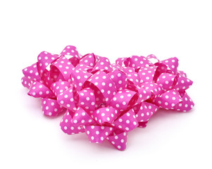 pink gift puff bows patterned with white dots