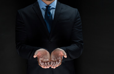 close up of businessman with empty hands