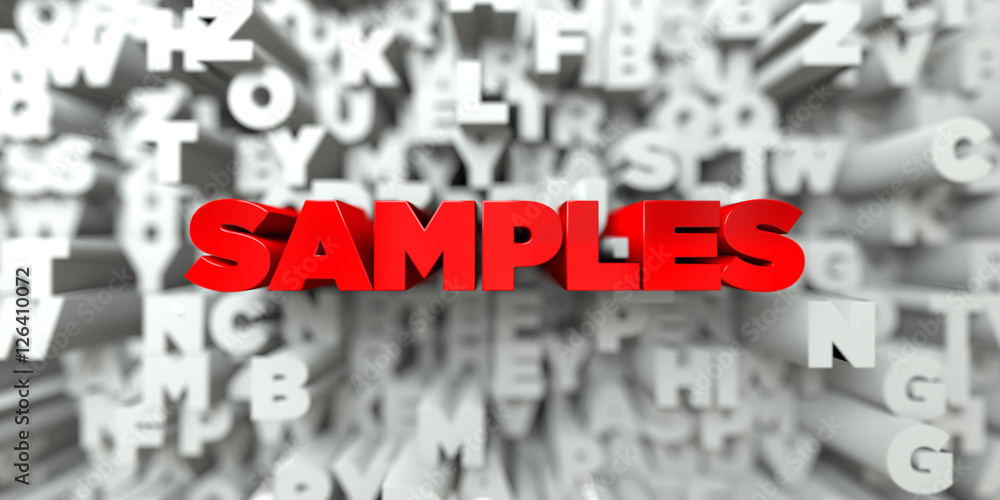 Fototapete samples - red text on typography background - 3d rendered royalty free stock image. this image can b