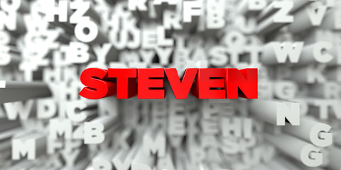 STEVEN -  Red text on typography background - 3D rendered royalty free stock image. This image can be used for an online website banner ad or a print postcard.