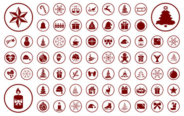 Großes Weihnachts-Iconset / Rot (Kreis)