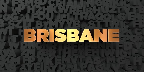 Brisbane - Gold text on black background - 3D rendered royalty free stock picture. This image can be used for an online website banner ad or a print postcard.