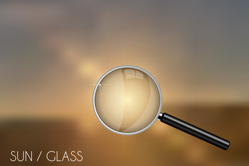 Magnifying glass on a blurred background
