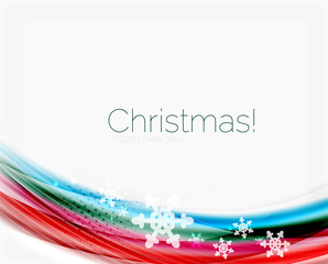 Blurred wave line with snowflakes. Christmas message presentation template