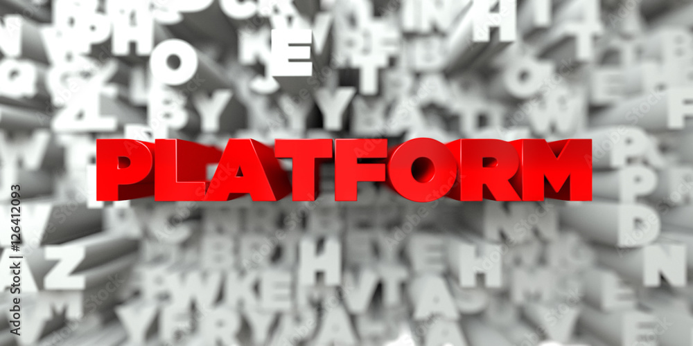 Fototapete platform - red text on typography background - 3d rendered royalty free stock image. this image can 