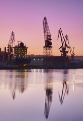 Fototapeta na wymiar Shipyard at dusk