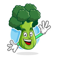 Greeting broccoli mascot, broccoli character, broccoli cartoon