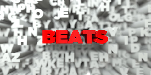 BEATS -  Red text on typography background - 3D rendered royalty free stock image. This image can be used for an online website banner ad or a print postcard.