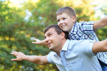 Father and son in the countryside