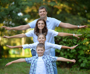 Happy family in park