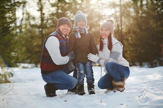 Family Posing In Winter Park