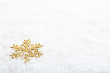 Snow flake on snow background