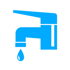 Blue faucet icon on white background
