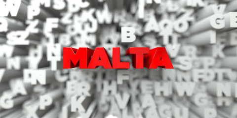 MALTA -  Red text on typography background - 3D rendered royalty free stock image. This image can be used for an online website banner ad or a print postcard.