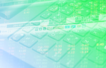 finance data on keyboard computer and graph business concept canuse for background