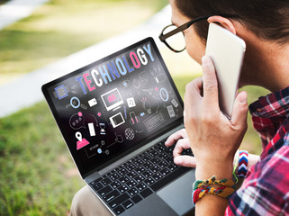 Technology Digital Communication Multimedia Device Concept