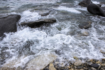 rocky shore on the white background
