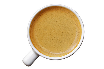 White cup of espresso on white