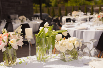Table set for an event party or wedding reception
