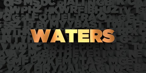 Waters - Gold text on black background - 3D rendered royalty free stock picture. This image can be used for an online website banner ad or a print postcard.