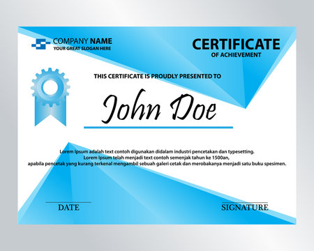 editable blue diamond certificate