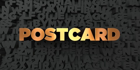 Postcard - Gold text on black background - 3D rendered royalty free stock picture. This image can be used for an online website banner ad or a print postcard.