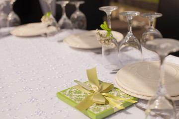 Table set for an event party or wedding reception