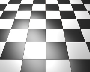 Black and white Vintage Floor Tiles Background. Checkered Texture as Modern Interior design. Combination of Specular and Diffuse lighting. 3D illustration.