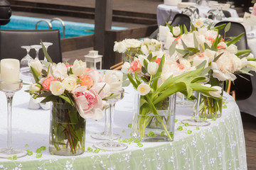 Table set for an event party or wedding reception